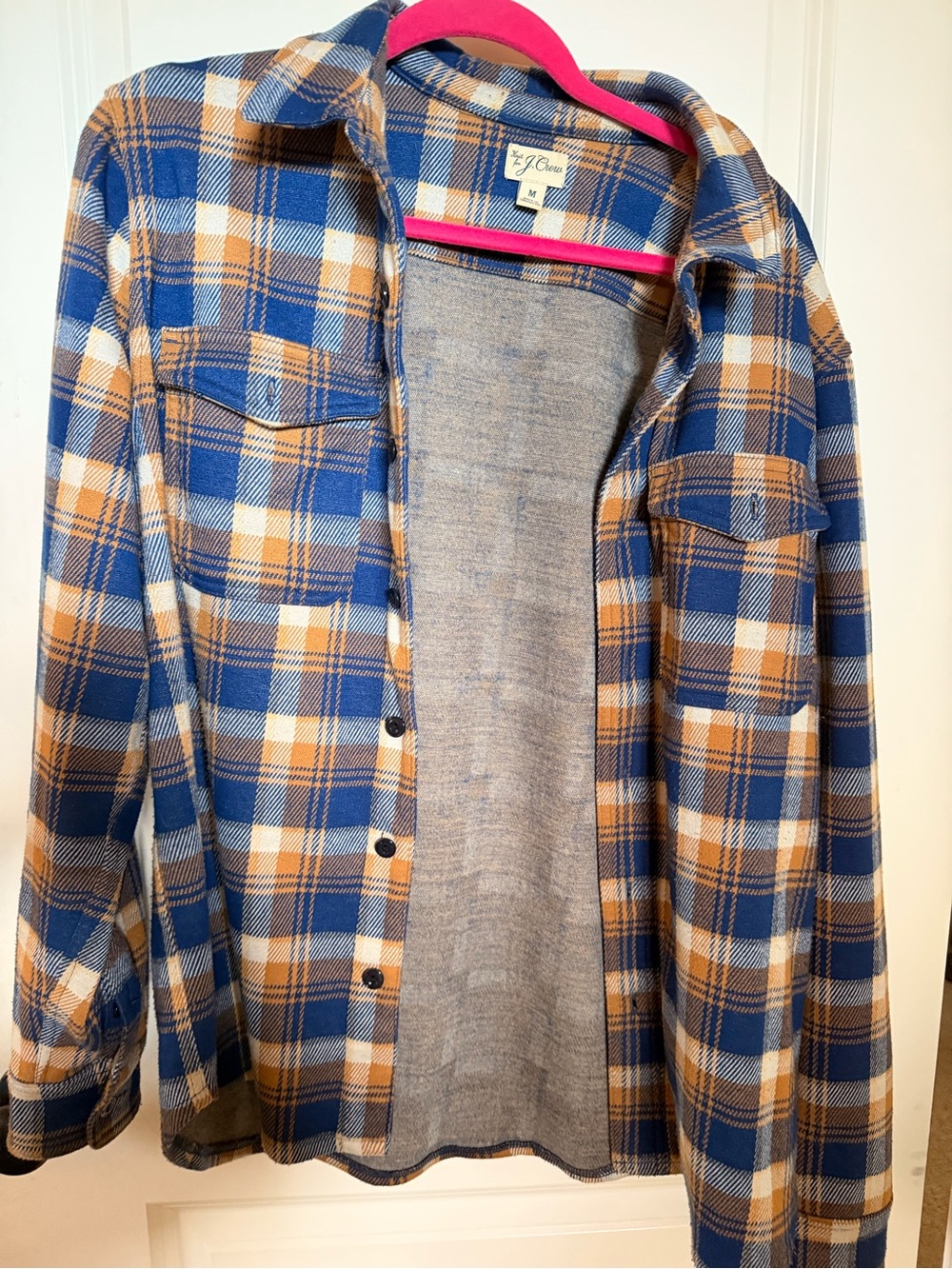 J crew Blue and Tan Plaid Flannel Shirt